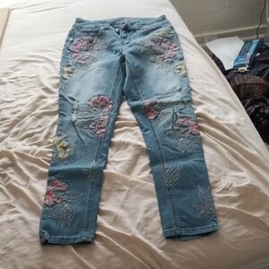 Melissa McCarthy Seven7 Blue Straight Leg Distressed Jeans